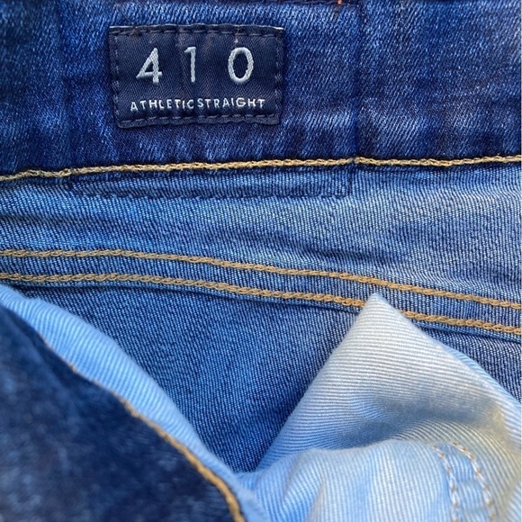 Men's Lucky Brand Jeans Blue 410 Straight Denim 34x30 Zip Logo Whiskers Gorpcore - Picture 3 of 12